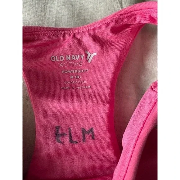 Old Navy Active Bra M(8) Powersoft Girls Crop Top Turquoise/Pink Athletic Sports - Picture 3 of 13